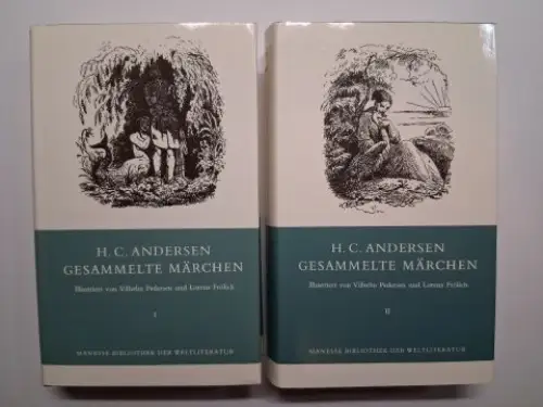 Andersen, Hans Christian, Vilhelm Pedersen (Illustr.) und Lorenz Frölich: H. C. ANDERSEN - GESAMMELTE MÄRCHEN. 1. (I) - 2. (II) Band. 2 Bände *. Illustriert von Vilhelm Pedersen und Lorenz Frölich. Nachwort von Martin Bodmer (II). 