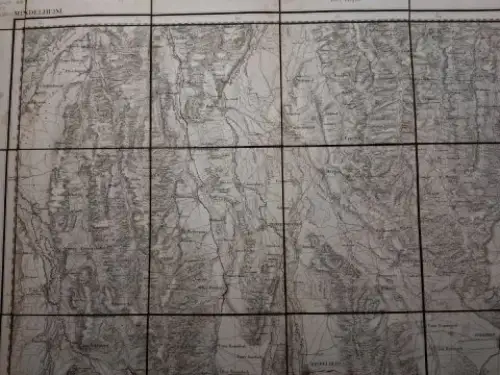 Topographischen Bureau und Leutnant C. Riedel (Gezeichnet): ORIGINAL.-KARTE (Kupferstich) aus der Topographischer Atlas vom Königreiche Baiern (Bayern) diesseits des Rhein (1812-1867). Blatt 75. MINDELHEIM (1.50.000) *. 