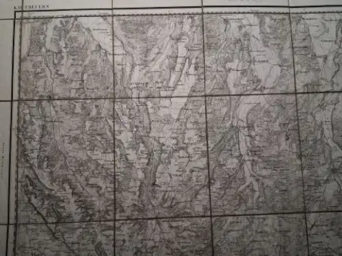 Topographischen BureauLieutnant von Kienle (Gezeichnet) und Aug. Volkert (Berge): ORIGINAL.-KARTE (Kupferstich) aus der Topographischer Atlas vom Königreiche Baiern (Bayern) diesseits des Rhein (1812-1867). Blatt 81. KAUFBEUREN (1.50.000) *. 