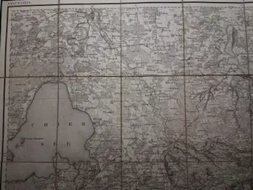 Topographischen Bureau und von Stubenrauch (Gezeichnet): ORIGINAL.-KARTE (Kupferstich) aus der Topographischer Atlas vom Königreiche Baiern (Bayern) diesseits des Rhein (1812-1867). Blatt 85. TRAUNSTEIN (1.50.000) *. 