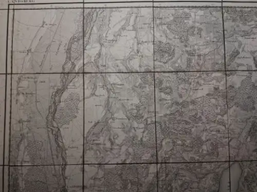 Topographischen Bureau und Dietrich (Gezeichnet): ORIGINAL.-KARTE (Kupferstich) aus der Topographischer Atlas vom Königreiche Baiern (Bayern) diesseits des Rhein (1812-1867). Blatt 76. LANDSBERG (1.50.000) *. 