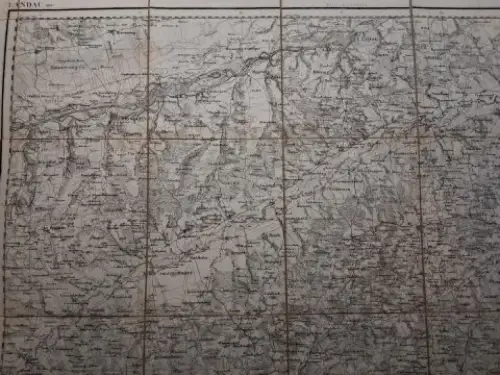 Topographischen BureauJos. Pickl, Ingen. Geograph (Gezeichnet) und Lieutnant Riedl (Berge): ORIGINAL.-KARTE (Kupferstich) aus der Topographischer Atlas vom Königreiche Baiern (Bayern) diesseits des Rhein (1812-1867). Blatt 64. LANDAU (1.50.000) *. 