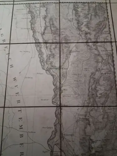 Topographischen Bureau v. Rickauer (Gezeichnet) ? und Carl Schleich (Berge): ORIGINAL.-KARTE (Kupferstich) aus der Topographischer Atlas vom Königreiche Baiern (Bayern) diesseits des Rhein (1812-1867). Blatt 74. ILLERTISSEN (1.50.000) *. 