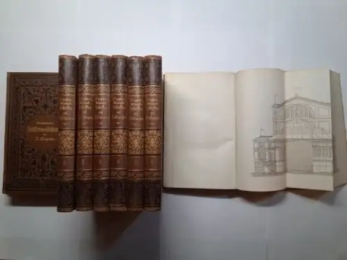 Wagner *, Richard: Richard Wagner   Gesammelte Schriften und Dichtungen. 9 Bände. Komplett *. + FLUGBLATT (Zeitungspapier gefalt. 45 x 34 cm ) "Das.. 