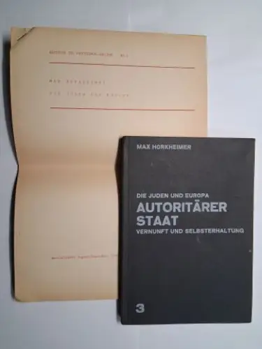 Horkheimer, Max, Werner Brede (Hrsg.) und Alfred Schmidt (Einleitung): MAX HORKHEIMER *. DIE JUDEN UND EUROPA   AUTORITÄRER STAAT. VERNUNFT UND SELBSTERHALTUNG // AUFSÄTZE.. 