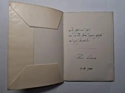 Carossa, Hans und Peter Schifferli (Verleger): Hans Carossa (+ Widmung *). VERSE AN DAS ABENDLAND. 