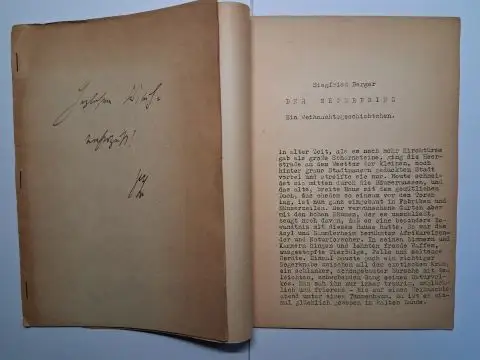 Berger *, Siegfried: Siegfried Berger *. DER NEGERPRINZ. Ein Weihnachtsgeschichtchen. Mit WIDMUNG (Monogrammiert) + Duplikat (ohne Widmung). 