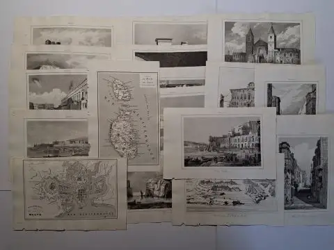 Lemaitre *, Augustin Francois: 24 ORIGINAL.-STAHLSTICHE von Augustin François Lemaître *: MALTA u. LA VALETTA. / 24 gravures originales sur acier d`Augustin François Lemaître: Île de Malte et La Valette. 