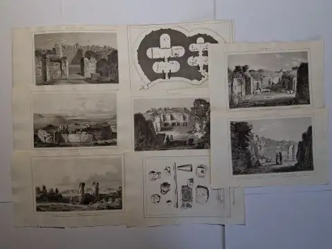 Lemaitre *, Augustin Francois: 8 ORIGINAL.-STAHLSTICHE von Augustin François Lemaître *: GOZO und der Ggantija-Tempel. / 8 gravures originales sur acier d`Augustin François Lemaître: Île de Goze et la Tour des Géants. 
