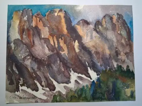Pachmayr *, Otto: OTTO PACHMAYR *. ORIGINAL.-AQUARELLE (Bergmotiv) Signiert u. datiert 1969. 