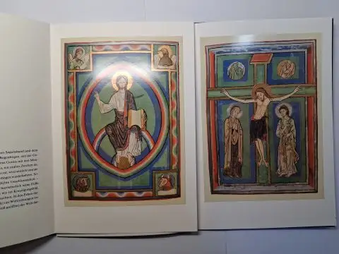 Beuroner Kunstverlag (Herstellung): 2 farb. Bildreproduktionen aus der Handschrift 891 des Hessischen Landes- und Hochschulbibliothek, Darmstadt, um 1160 (Sakramentar) *. 