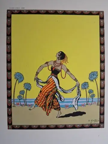 Gallois *, Emile (E.) und Galerie Lutecia (Hrsg.): ÉMILE GALLOIS *. ORIGINAL. LITHOGRAPHIE "Danse Javanaise", pochoirkoloriert, im Druck signiert / Lithographie originale coloriée au pochoir.. 