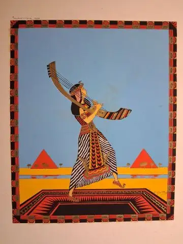 Gallois *, Emile (E.) und Galerie Lutecia (Hrsg.): ÉMILE GALLOIS *. ORIGINAL. LITHOGRAPHIE "Afrika, Ägyptische Tänzerin", pochoirkoloriert, im Druck signiert / Lithographie originale coloriée au.. 