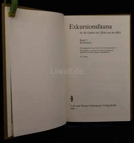 Exkursionsfauna für die Gebiete der DDR und der BRD. Band 3 Wirbeltiere