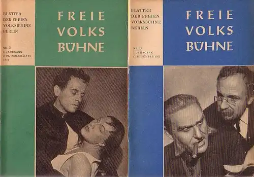 Berlin. Blätter der Freien Volksbühne. Blätter der Freien Volksbühne Berlin. Konvolut von 47 Einzelheften 1951-1960. Enthalten sind 5. Jahrg. Heft 3,5,6 / 6. Jahrg. Kpl. / 7. Jahrg. Heft 2,3,5,6 / 8. Jahrg. Heft 1,2,4,5 / 9. -13. Jahrg. Kpl.