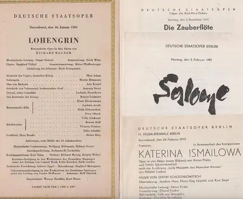Wagner, Richard ; Schostakowitsch, Dmitri ; Mozart, J. W. ; Strauss, Richard. Deutsche Staatsoper Berlin- Intendanz (Hrsg.): Lohengrin / Die Meistersinger von Nürnberg / Katerina...