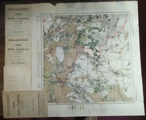 Berlin. - Karte von Berlin und Umgebung in 12 Blättern. Vorhanden sind folgende 6 Blätter: I. Nauen. V. Potsdam. VII. Cöpenick (Köpenick). VIII. Strausberg. X. Zossen. XI. Königs-Wusterhausen.