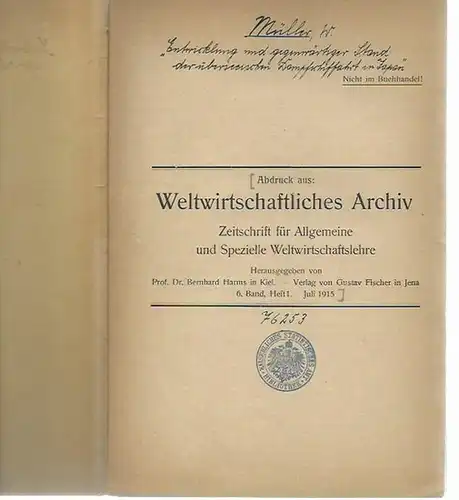 Müller, W.: Entwicklung und gegenwärtiger Stand der überseeischen Dampfschiffahrt in Japan. Abdruck aus Weltwirtschaftliches Archiv, Zeitschrift für Allgemeine und Spezielle Weltwirtschaftslehre, Band 6, Heft 1, Juli 1915.