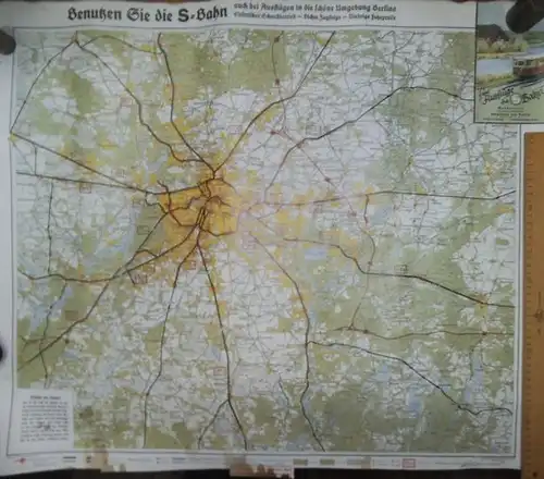 Deutsche Reichsbahn / Reichsbahndirektion Berlin: S-Bahn Berlin / Brandenburg.- Benutzen Sie die S-Bahn - auch bei Ausflügen in die schöne Umgebung Berlins. Elektrischer Schnellbetrieb, dichte Zugfolge, niedrige Fahrpreise.