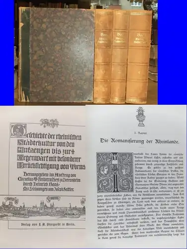 Boos, Heinrich (Hrsg.) / Joseph Sattler (Illustr.): Geschichte der rheinischen Städtekultur von ihren Anfängen bis zur Gegenwart unter besonderer Berücksichtigung der Stadt Worms. Komplett in 4 Bänden.