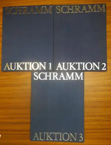 Schramm, Hans-Joachim / Münzenhandlung. - Auktionskatalog. - Schramm. Auktion 1 am 28./29. November 1977 in München. 655 Positionen / Auktion 2 am 14. März 1979 in München (Nr. 1 - 478) UND Auktion 3 am 28. März 1980 in München ( Nr. 1 - 714). Drei Bän...