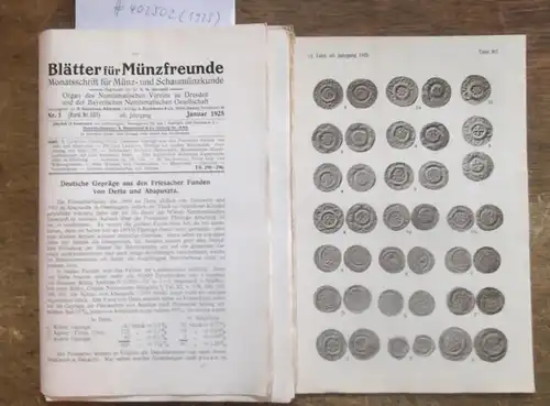 Blätter für Münzfreunde. - Dr. E. G. Gersdorf (Begr.). - Dr. H. Buchenau (Hrsg.) // A. Luschin / Philipp Lederer / F. Friedensburg / H...