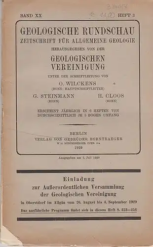 Geologische Rundschau. - Steinmann, G. / H. Cloos / O. Wilckens (Schriftleitung). - Walter Geisler / Richard Uhden / E. Bederke / Moritz M. Blumenthal:...