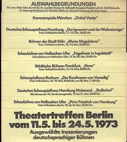 Berliner Theatertreffen 197. - Jury : Blaha, Paul, Iden, Peter / Kaiser, Joachim Dr. / Karasek, Hellmuth Dr. / Luft, Friedrich / Michaelis, Rolf Dr...