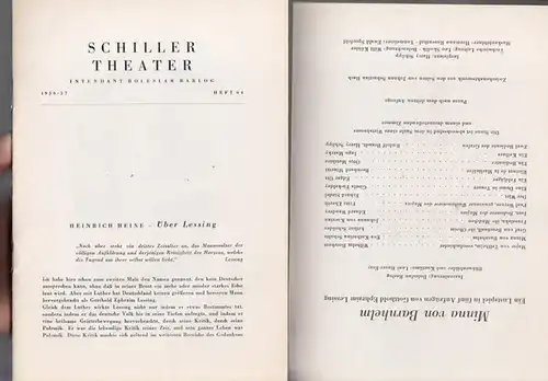 Berlin Schiller Theater. - Boleslaw Barlog (Intendanz / Hrsg.). - G. E. Lessing. - Minna von Barnhelm. Spielzeit 1956 / 1957. Heft 64. Programmheft des...