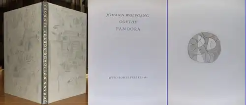 Goethe , Johann Wolfgang v. / Otto Rohse: Pandora. Ein Festspiel.