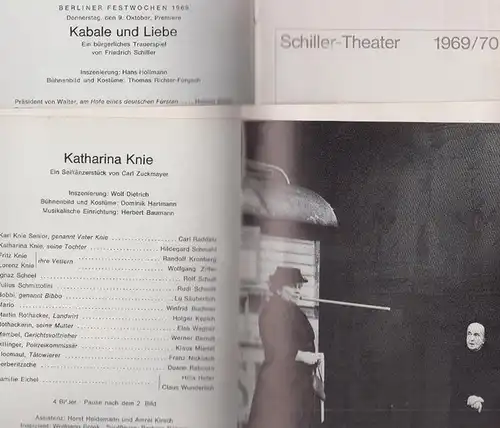 Berlin Schiller Theater -Boleslaw Barlog- Intendanz (Hrsg.) Programmhefte des Schiller Theaters Berlin, Spielzeit 1969 - 1970. Konvolut aus 5 Expl.