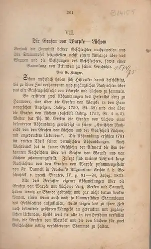 Krüger, E.: Die Grafen von Warpke - Lüchow. Versuch die Identität beider Geschlechter nachzuweisen und ihre Stammtafel festzustellen nebst einem Anhange über das Wappen und...