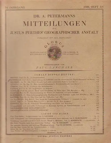 Petermann - Langhans, Paul (Hrsg.) Dr. A. Petermanns Mitteilungen aus Justus Perthes´ Geographischer Anstalt. Vereinigt mit der Zeitschrift Globus - illustrierte Zeitschrift für Länder- und...