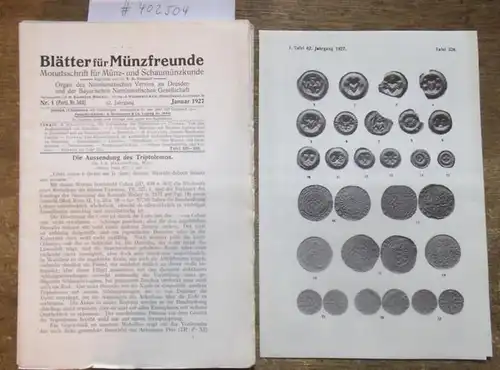 Blätter für Münzfreunde. - Dr. E. G. Gersdorf (Begr.). - Dr. H. Buchenau (Hrsg.) // R. Münsterberg / E. Stange / B. Rein / Christian...