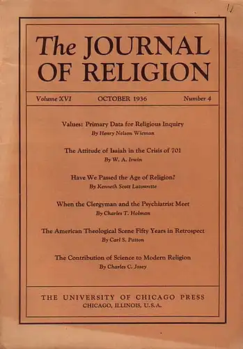 Journal of Religion, The - Shirley Jackson Case (Ed.): The Journal of Religion. Volume XVI, October 1936, Number 4.
