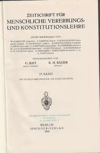 Zeitschrift für [angewandte Anatomie und] Konstitutionslehre. - Herausgegeben von J. Tandler, A. Frhr. Von Eiselsberg, A. Kolisko, F.Martius, F. Chvostek, H. Braus, E.Kallius, G. Just...