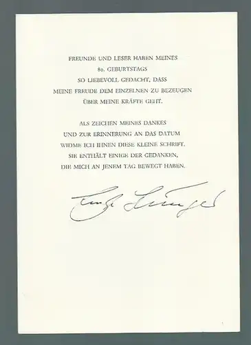 Jünger, Ernst (1895-1998): Texte Ernst Jüngers, anläßlich seines 80. Geburtstages 1975 &quot;als Zeichen meines Dankes und zur Erinnerung an das Datum widme ich Ihnen diese...