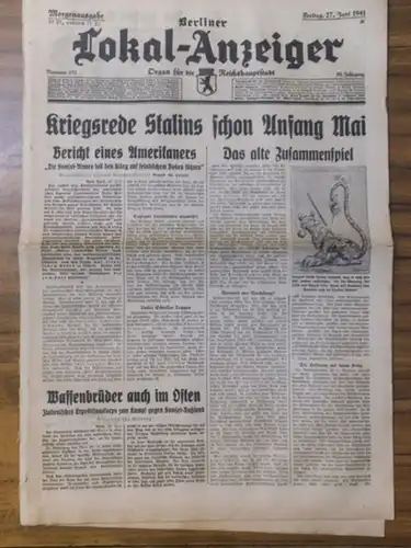 48 x 31 cm. Originalzeitung. 4 Blatt mit Tagesmeldungen, Abbildungen und Inseraten. Mittig quer geknickt. Gut.