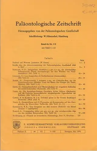 Paläontologische Zeitschrift. - Häntzschel, W. (Hrsg.). - W. Gross / H.-P.Schultze / U. Lehmann / H. Rieber / G. Ernst / K. Vogel / R...