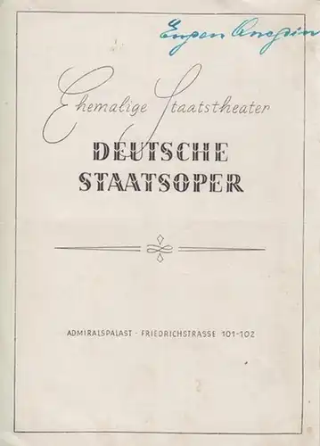 Originalheft, 20 x 15 cm, 4 Seiten, handschriftliche Notiz (Eugen Onegin) auf dem Vorderdeckel, gut erhalten.