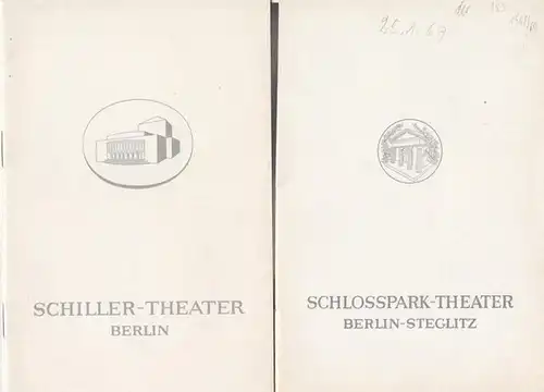 Berlin Schillertheater, Werkstatt und Schloßparktheater -Boleslaw Barlog- Intendanz (Hrsg.): Programmhefte des Schillertheaters, Werkstatt und Schloßparktheaters Berlin, Spielzeit 1966 / 1967. Konvolut aus 2 Heften. 