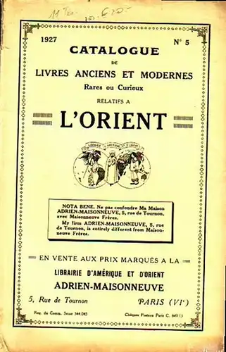 Adrien-Maisonneuve: Librairie d´Amerique et d´Orient: 11 catalogues des livres  de fonds (11 Lagerkataloge). 