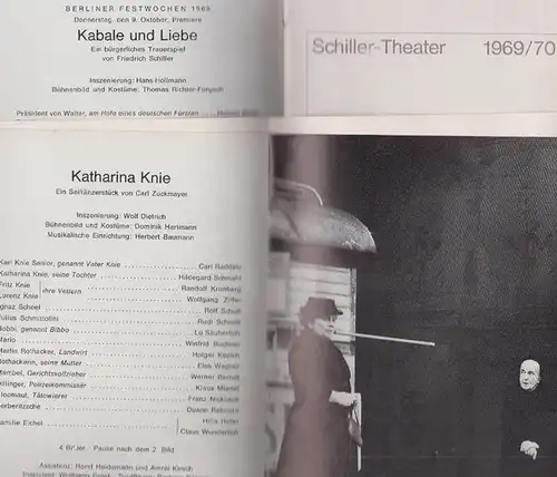 Berlin Schiller Theater  -Boleslaw Barlog- Intendanz (Hrsg.): Programmhefte des Schiller Theaters Berlin, Spielzeit 1969 - 1970. Konvolut aus 3 Exemplaren. 