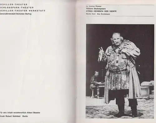 Berlin Schiller Theater  -Boleslaw Barlog- Intendanz (Hrsg.): Programmhefte des Schiller Theaters  und der Werkstatt Berlin, Spielzeit 1970 - 1971. Konvolut aus 6 Expl. 