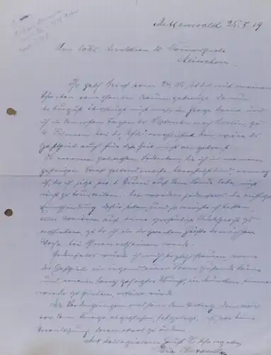 Alexander, Richard (1852 Berlin - 1923 München; Schauspieler, zeitweilig auch Theaterdirektor, vorwiegend in Berlin u. München): Eigenhändiger Brief mit Unterschrift. 