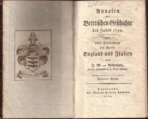 Annalen der Brittischen Geschichte des Jahrs 1792. Als eine Fortsetzung des Werks England und Italien von J. W. von Archenholz. Band 9
