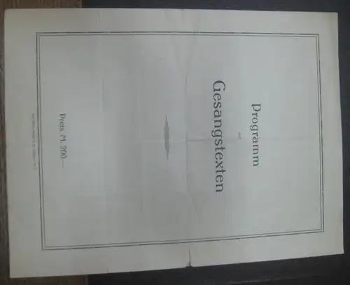 Programmheft  zum Konzert der Kammerkonzert Vereinigung (Dirigent: Gustav Beckmann) am Sonnabend, den 7. April 1923 im Klindworth Scharwenka Saal: Die Söhne Joh. Seb. Bachs:.. 