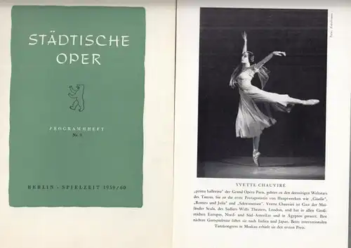 Ballettabend: La Valse (Ravel) / Romeo und Julia (Prokofieff) / Paean (URAUFFÜHRUNG, Sala). Spielzeit 1959 / 1960, Heft 9. Inszenierung und Choreographie: Tatjana Gsovsky, musikalische.. 