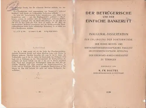 Dautel, K.Fr: Der betrügerische und der einfache Bankerutt. 