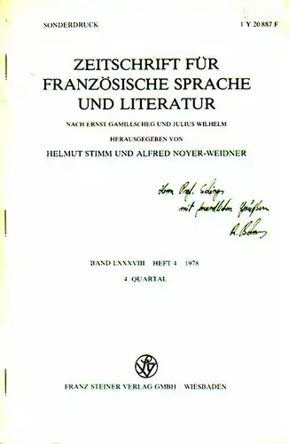 Behrens, Rudolf: Französischsprachige rhetorische Theoriebildung im 17. und frühen 18. Jahrhundert. Eine Auswahlbibliographie. Sonderdruck aus: Zeitschrift für französische Sprache und Literatur LXXXVIII / 4, 1978. 